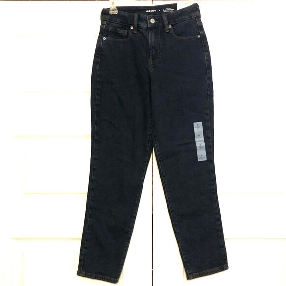 NWT OLD NAVY OG Straight Ankle High Rise Secret Slim Pockets Dark Wash 0 - Picture 4 of 6